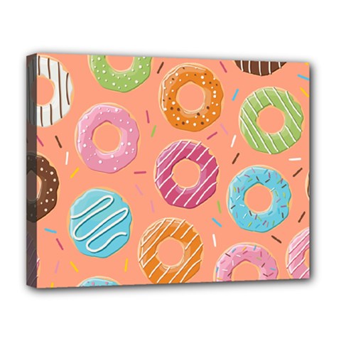Doughnut Bread Donuts Orange Canvas 14  X 11 