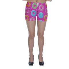 Doughnut Bread Donuts Pink Skinny Shorts by Mariart