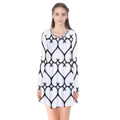 Heart Background Wire Frame Black Wireframe Flare Dress by Mariart