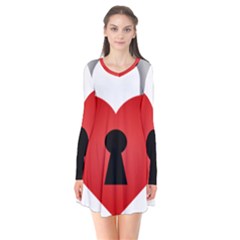 Heart Padlock Red Love Flare Dress by Mariart