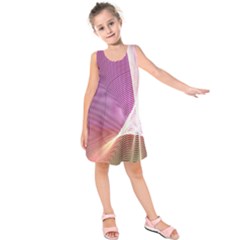 Light Means Net Pink Rainbow Waves Wave Chevron Kids  Sleeveless Dress by Mariart