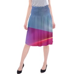 Light Means Net Pink Rainbow Waves Wave Chevron Red Midi Beach Skirt by Mariart