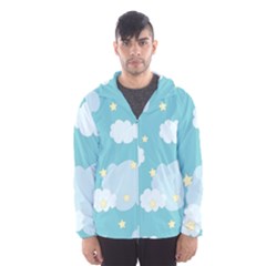 Stellar Cloud Blue Sky Star Hooded Wind Breaker (men) by Mariart