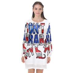 Dont Grab My Long Sleeve Chiffon Shift Dress 