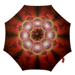 Liquid Sunset, A Beautiful Fractal Burst Of Fiery Colors Hook Handle Umbrellas (large)