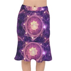 A Gold And Royal Purple Fractal Map Of The Stars Mermaid Skirt by jayaprime