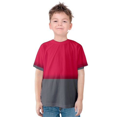 Red Gray Flag Line Horizontal Kids  Cotton Tee by Mariart