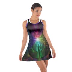 Anodized Rainbow Eyes And Metallic Fractal Flares Cotton Racerback Dress