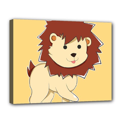 Happy Cartoon Baby Lion Canvas 14  X 11  by Catifornia