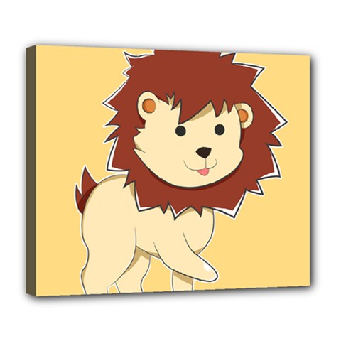 Happy Cartoon Baby Lion Deluxe Canvas 24  X 20   by Catifornia