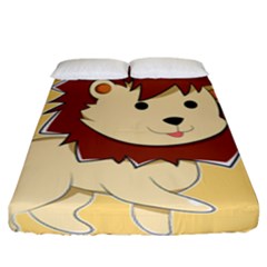 Happy Cartoon Baby Lion Fitted Sheet (king Size) by Catifornia