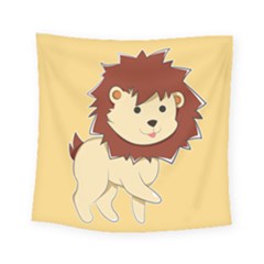 Happy Cartoon Baby Lion Square Tapestry (small) by Catifornia