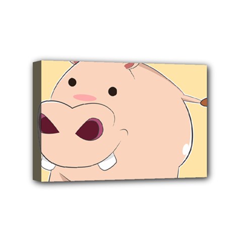Happy Cartoon Baby Hippo Mini Canvas 6  X 4  by Catifornia