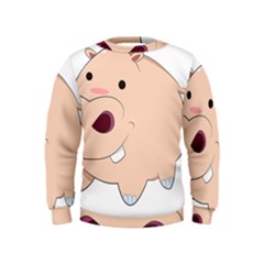 Happy Cartoon Baby Hippo Kids  Sweatshirt by Catifornia