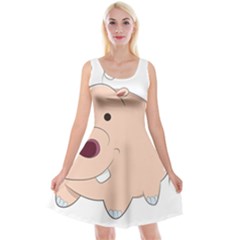 Happy Cartoon Baby Hippo Reversible Velvet Sleeveless Dress by Catifornia