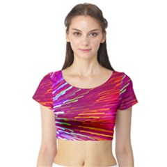 Zoom Colour Motion Blurred Zoom Background With Ray Of Light Hurtling Towards The Viewer Short Sleeve Crop Top (tight Fit) by Mariart