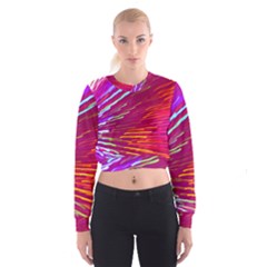 Zoom Colour Motion Blurred Zoom Background With Ray Of Light Hurtling Towards The Viewer Cropped Sweatshirt by Mariart