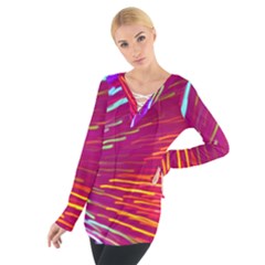 Zoom Colour Motion Blurred Zoom Background With Ray Of Light Hurtling Towards The Viewer Women s Tie Up Tee by Mariart