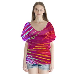 Zoom Colour Motion Blurred Zoom Background With Ray Of Light Hurtling Towards The Viewer Flutter Sleeve Top by Mariart