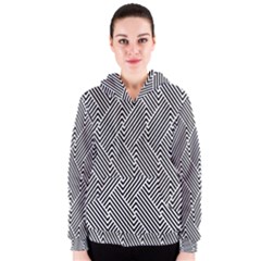 Escher Striped Black And White Plain Vinyl Women s Zipper Hoodie by Mariart