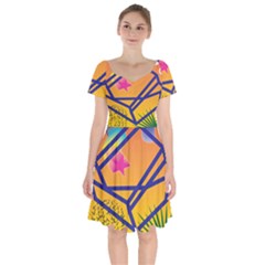 Leaf Star Cube Leaf Polka Dots Circle Behance Feelings Beauty Short Sleeve Bardot Dress by Mariart