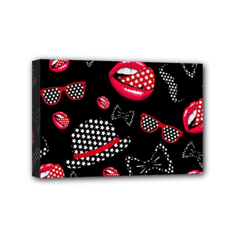 Lip Hat Vector Hipster Example Image Star Sexy Black Red Mini Canvas 6  X 4  by Mariart