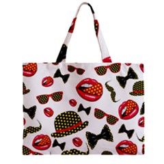 Lip Hat Vector Hipster Example Image Star Sexy Zipper Mini Tote Bag by Mariart