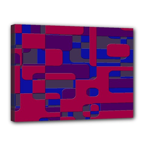Offset Puzzle Rounded Graphic Squares In A Red And Blue Colour Set Canvas 16  X 12  by Mariart
