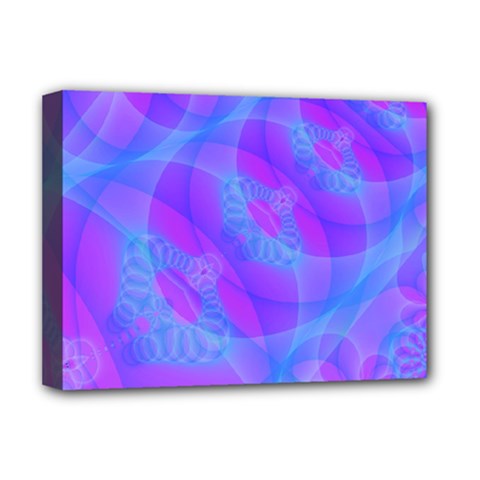 Original Purple Blue Fractal Composed Overlapping Loops Misty Translucent Deluxe Canvas 16  X 12   by Mariart