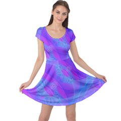 Original Purple Blue Fractal Composed Overlapping Loops Misty Translucent Cap Sleeve Dresses by Mariart