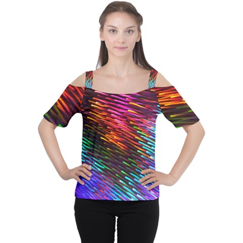 Rainbow Shake Light Line Women s Cutout Shoulder Tee by Mariart