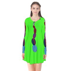 Egg Line Rainbow Green Flare Dress by Mariart