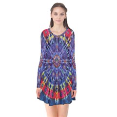 Circle Purple Green Tie Dye Kaleidoscope Opaque Color Flare Dress by Mariart