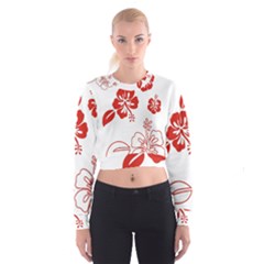 Hawaiian Flower Red Sunflower Cropped Sweatshirt by Mariart