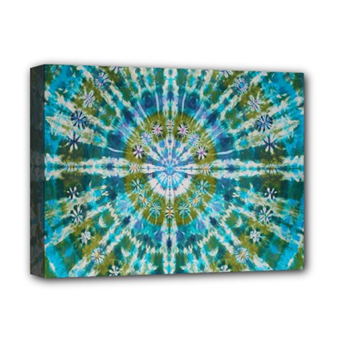 Green Flower Tie Dye Kaleidoscope Opaque Color Deluxe Canvas 16  X 12   by Mariart