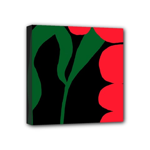 Illustrators Portraits Plants Green Red Polka Dots Mini Canvas 4  X 4  by Mariart
