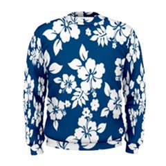 Hibiscus Flowers Seamless Blue White Hawaiian Men s Sweatshirt