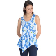 Hibiscus Flowers Seamless Blue Sleeveless Tunic by Mariart
