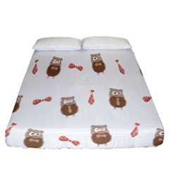 Insulated Owl Tie Bow Scattered Bird Fitted Sheet (california King Size) by Mariart