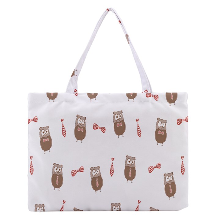 Insulated Owl Tie Bow Scattered Bird Medium Zipper Tote Bag