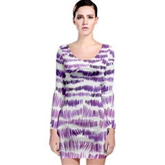 Original Feather Opaque Color Purple Long Sleeve Bodycon Dress by Mariart