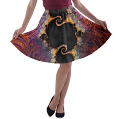 The Eye Of Julia, A Rainbow Fractal Paint Swirl A-line Skater Skirt by jayaprime