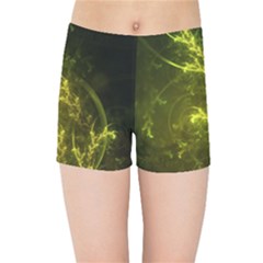 Beautiful Emerald Fairy Ferns In A Fractal Forest Kids Sports Shorts by jayaprime