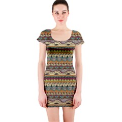 Aztec Pattern Short Sleeve Bodycon Dress by BangZart