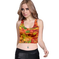 Leaves Texture Racer Back Crop Top by BangZart