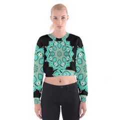 Ornate Mandala Cropped Sweatshirt by Valentinaart