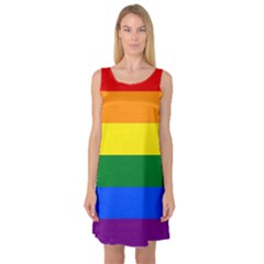 Pride Rainbow Flag Sleeveless Satin Nightdress by Valentinaart