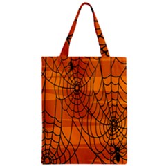 Vector Seamless Pattern With Spider Web On Orange Zipper Classic Tote Bag by BangZart