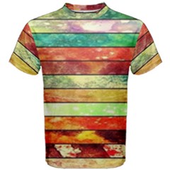 Stripes Color Oil Men s Cotton Tee by BangZart