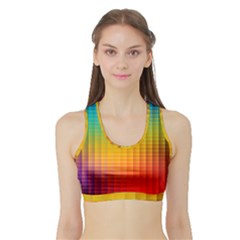 Blurred Color Pixels Sports Bra With Border by BangZart